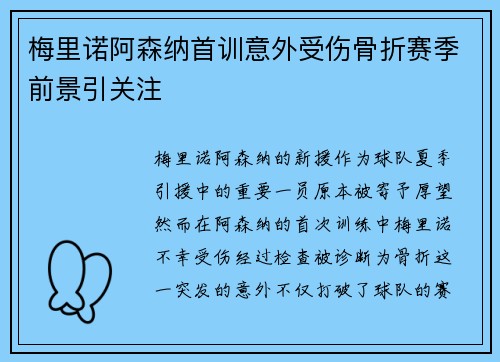 梅里诺阿森纳首训意外受伤骨折赛季前景引关注